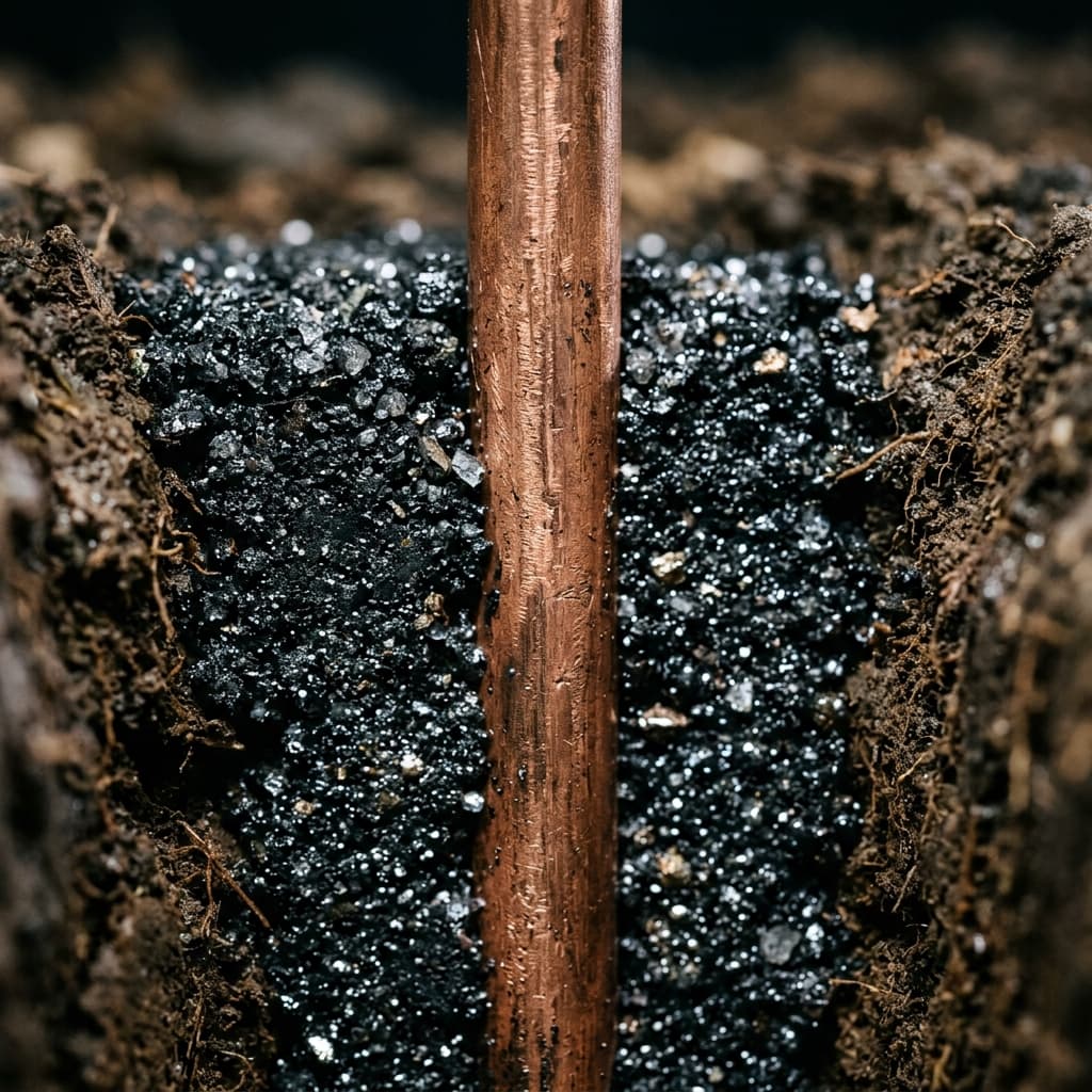 Saumya Earthing Electrode embedded in crystalline NEEC backfill compound